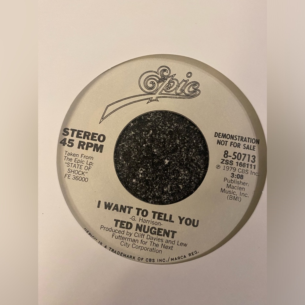Ted Nugent "I want to tell you" 45 RPM 1979 from the album State of Shock - Picture 3 of 4